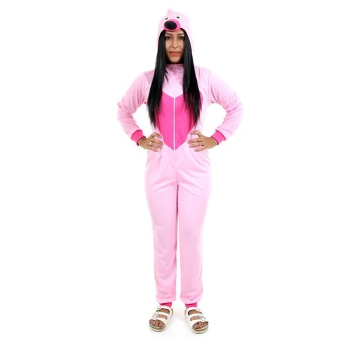 Fantasia Flamingo Macacão com Capuz Feminino Adulto e Infantil