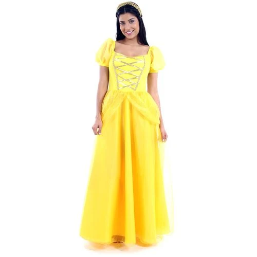 Fantasia Princesa Amarela Adulto e Infantil - Era uma vez