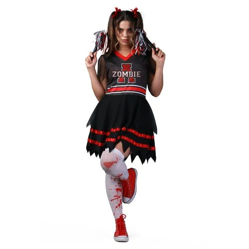 Fantasia Zombie Cheer Líder de Torcida Adulto e Infantil Halloween